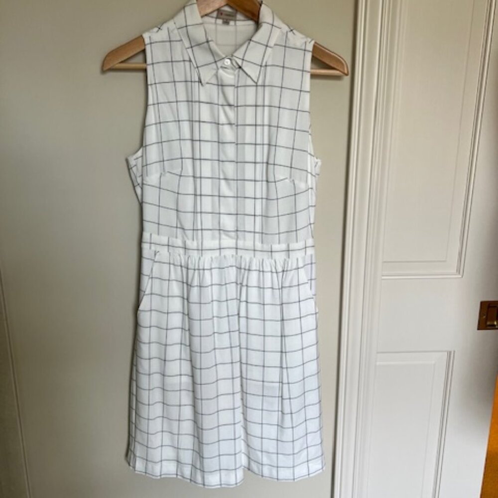 Cremieux Windowpane Grid Print Collared Dress